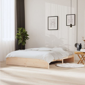 Bed Frame Natural wood Solid pine wood, Plywood slats