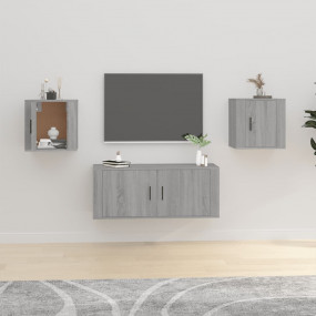 Wall Mounted TV Cabinet Set of 2 Gray sonoma Engineered...