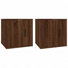 Wall Mounted Tv Cabinet Set of 2 Brown Oak Engineered w...