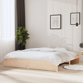 Bed Frame Natural Wood Solid Pine Wood, Plywood Full Be...