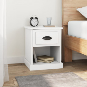 Bedside Cabinet Set of 2 White Engineered wood