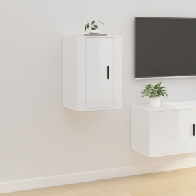 Wall Mounted TV Cabinet High gloss white Engineered woo...