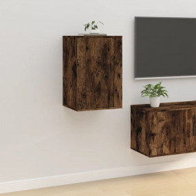 Wall Mounted TV Cabinet Smoked Oak Engineered Wood Stan...