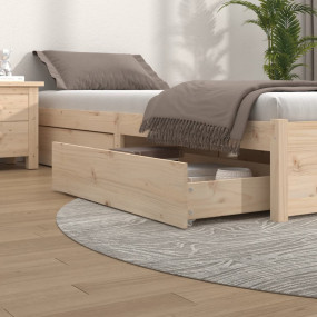 Bed Drawer Natural wood Solid pine wood Medium Bed Draw...