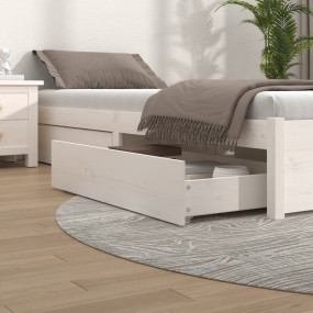 Bed Drawer White Solid pine wood 35.4 x 22.4 x 7.1 in B...