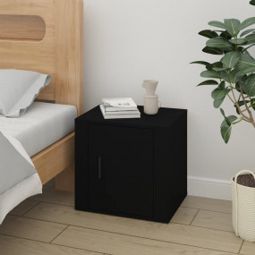 Bedside Cabinet Black Engineered Wood Medium Bedside Ca...