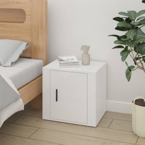 Bedside Cabinet High gloss white Engineered wood Compac...