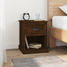 Bedside Cabinet Set of 2 Brown Oak Engineered Wood Medi...
