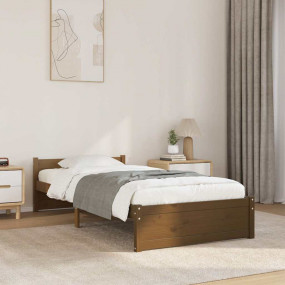 Bed Frame Honey brown Solid pine wood, plywood Small Si...