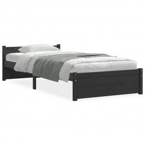 Bed Frame Black Solid pine wood, plywood Small Single D...