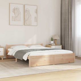 Bed Frame Wooden Solid Pine Wood Double Durable Bed Fra...
