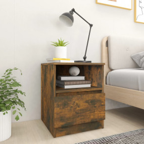 Nightstand Set of 2 Smoked Oak Engineered wood Medium S...