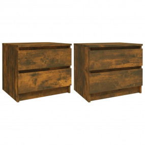 Bed Cabinet Set of 2 Smoked oak Engineered wood Standar...
