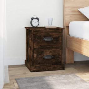 Bedside Cabinet Smoked Oak Engineered Wood Small Bedsid...