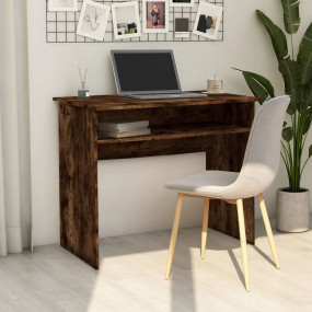 Desk Smoked Oak Engineered Wood Small Desk Rectangular ...