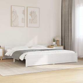 Bed Frame White Solid pine wood Super King Decorative I...