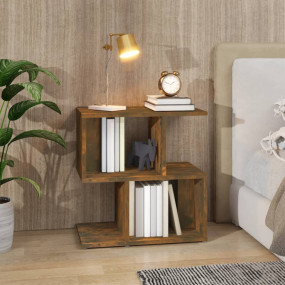 Bedside Cabinet Smoked Oak Engineered Wood Medium Bedsi...
