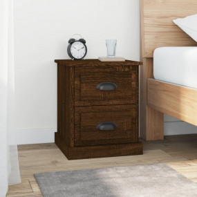Bedside Cabinet Set of 2 Brown oak Engineered wood Medi...