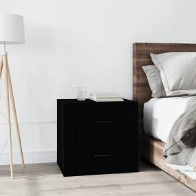 Bedside Cabinet Black Engineered Wood 19.7x15.4x18.5 in