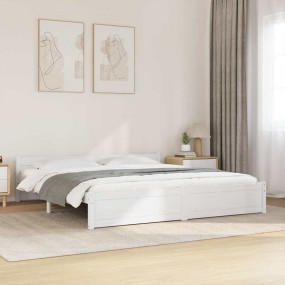 Bed Frame White Solid pine wood 79 x 79 in Durable Bed ...