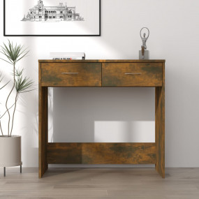 Desk Smoked Oak Engineered Wood Compact Desk Rectangula...