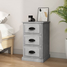 Bedside Cabinet Concrete Grey Engineered Wood Standard