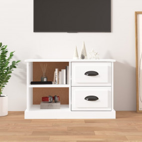 TV Cabinet High Gloss White Engineered Wood Medium