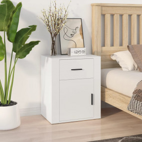 Bedside Cabinet White Engineered wood 19.7 x 14.2 x 23....