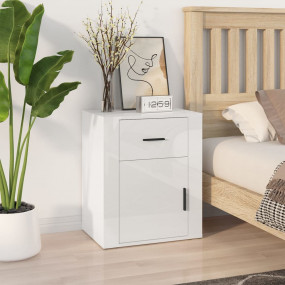 Bedside Cabinet High gloss white Engineered wood 19.7x1...