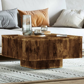 Coffee Table Smoked Oak Engineered Wood 23.6x23.6 in Du...
