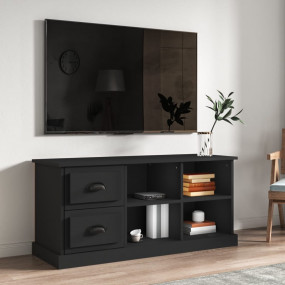 TV Cabinet Black Engineered Wood Modern Size Living Roo...