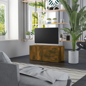 TV Unit Smoked Oak Engineered Wood Small TV Cabinet Rec...