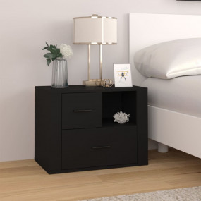 Bedside Cabinet Black Engineered wood Medium Adjustable...