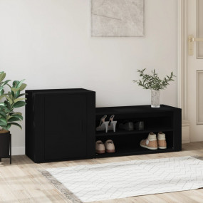 Shoe Cabinet Black Engineered Wood 51.2 in x 13.8 in x ...