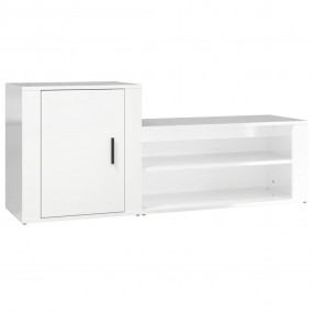 Shoe Cabinet High gloss white Engineered wood Medium Sh...