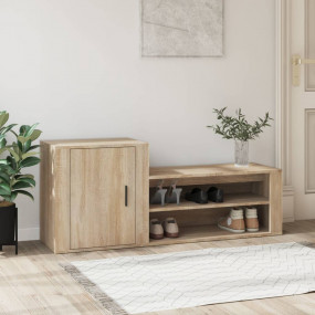 Shoe Cabinet Sonoma Oak Engineered wood 51.2x13.8x21.3 ...