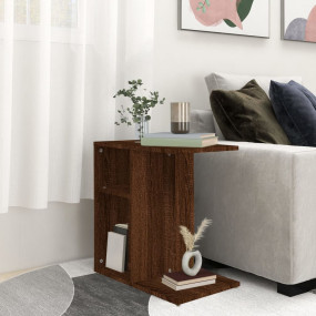 Side Table Brown Oak Engineered Wood Medium Side Table