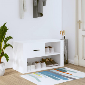 Shoe Cabinet White Engineered Wood Medium Shoe Cabinet