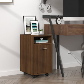 Side Cabinet Brown Oak Engineered Wood Small Side Cabin...