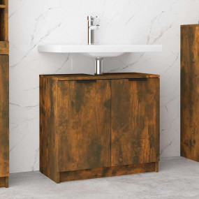 Bathroom Cabinet Smoked Oak Engineered Wood Compact