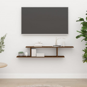 Wall-mounted TV Shelf Brown oak Engineered wood Medium