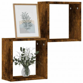 Wall Cube Shelf Set of 2 Smoked oak Engineered wood