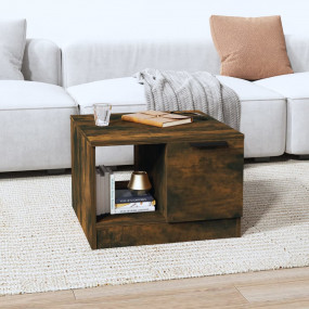 Coffee Table Smoked Oak Engineered Wood 19.7x19.7x14.2 ...