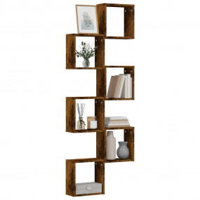 Wall Cube Shelf Set of 6 Smoked Oak Engineered Wood Med...