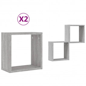 Wall Cube Shelf Set of 2 Gray Sonoma Engineered wood 11...