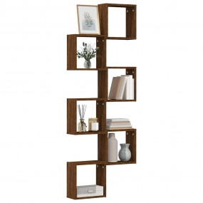 Wall Cube Shelf Set of 6 Brown Oak Engineered wood