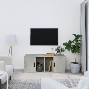 TV Cabinet Concrete Grey Engineered Wood Medium TV Cabi...