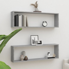 Wall Cube Shelf Set of 2 Grey sonoma Engineered wood