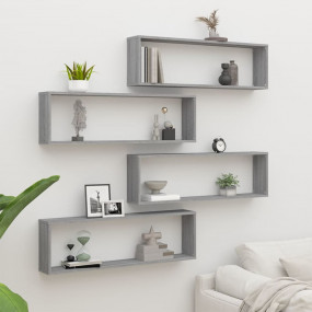 Wall Cube Shelf Set of 4 Grey Sonoma Engineered wood La...