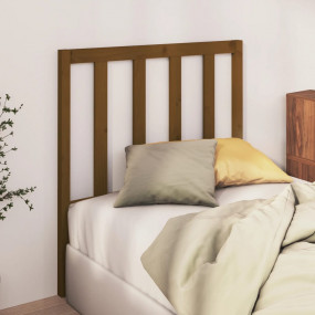 Bed Headboard Honey brown Solid pine wood 37.8 x 1.6 x ...
